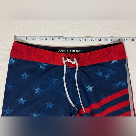 Billabong Board Shorts Swim Trunks American Flag Patriotic Stars Stripes Size 32 - Picture 7 of 14